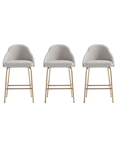 MANHATTAN COMFORT MANHATTAN COMFORT SET OF 3 GRACIE MODERN LEATHERETTE COUNTER STOOLS WITH STEEL  LEGS