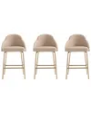 Manhattan Comfort Set Of 3 Gracie Modern Leatherette Barstools With Steel Legs