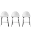 Manhattan Comfort Set Of 3 Gracie Modern Leatherette Barstools With Steel Legs
