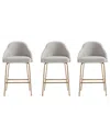 Manhattan Comfort Set Of 3 Gracie Modern Leatherette Barstools With Steel Legs