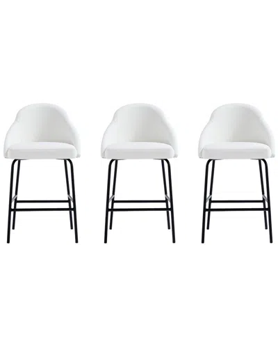 Manhattan Comfort Set Of 3 Gracie Modern Leatherette Counter Stools With Steel  Legs