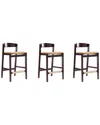 Manhattan Comfort Set Of 3 Klismos Counter Stools