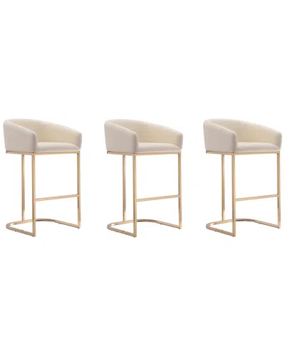 MANHATTAN COMFORT MANHATTAN COMFORT SET OF 3 LOUVRE BAR STOOLS