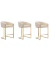 Manhattan Comfort Set Of 3 Louvre Counter Stools