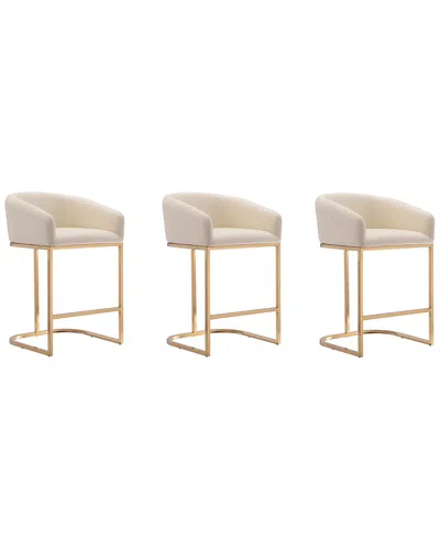 MANHATTAN COMFORT MANHATTAN COMFORT SET OF 3 LOUVRE COUNTER STOOLS