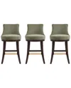 Manhattan Comfort Set Of 3 Lucia Chenille Counter Stools With Beech Wood Legs