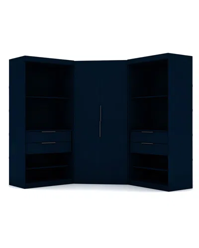 Manhattan Comfort Set Of 3 Mulberry 2.0 Semi Open 3-sectional Corner Closets In Blue