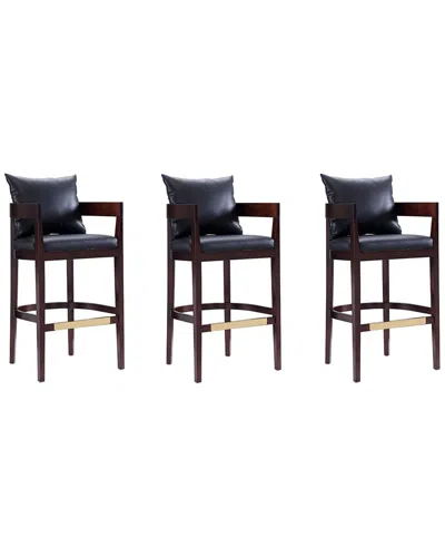 Manhattan Comfort Set Of 3 Ritz Bar Stools In Multi