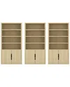 Manhattan Comfort Set Of 3 Rivington Modern Bookcase Cabinets (4-shelf) In Neutral
