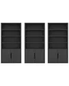 Manhattan Comfort Set Of 3 Rivington Modern Bookcase Cabinets (4-shelf) In Black