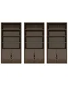 Manhattan Comfort Set Of 3 Rivington Modern Bookcase Cabinets (4-shelf) In Brown