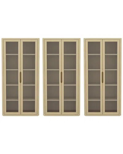 Manhattan Comfort Set Of 3 Rivington Modern Bookcase Cabinets (5-shelf) In Brown