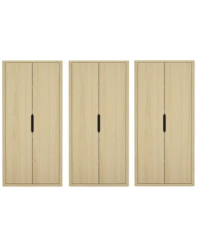 Manhattan Comfort Set Of 3 Rivington Modern Bookcase Cabinets (5-shelf) In Neutral