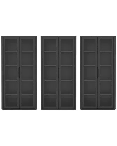 Manhattan Comfort Set Of 3 Rivington Modern Bookcase Cabinets (5-shelf) In Black