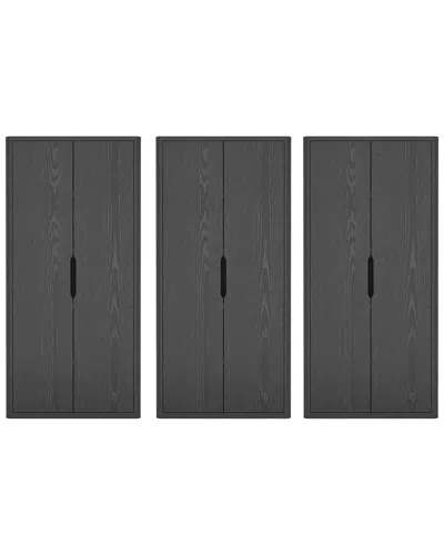 Manhattan Comfort Set Of 3 Rivington Modern Bookcase Cabinets (5-shelf) In Black