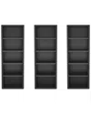 Manhattan Comfort Set Of 3 Rivington Modern Open Bookcases (5-shelf) In Black
