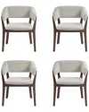 Manhattan Comfort Set Of 4 Blake Dining Armchairs With Beech Wood Legs In Brown