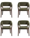 Manhattan Comfort Set Of 4 Blake Dining Armchairs With Beech Wood Legs In Green