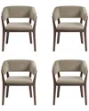 Manhattan Comfort Set Of 4 Blake Dining Armchairs With Beech Wood Legs In Brown