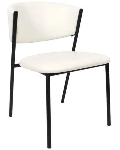 Manhattan Comfort Set Of 4 Drift Metal Vegan Leather Side Chairs In White