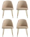 Manhattan Comfort Set Of 4 Gracie Modern Leatherette Dining Chairs With Steel  Legs