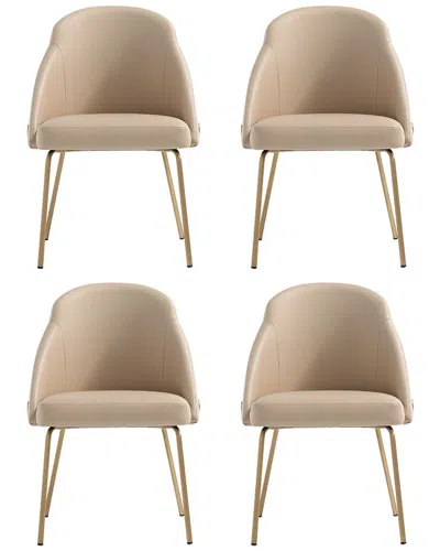 Manhattan Comfort Set Of 4 Gracie Modern Leatherette Dining Chairs With Steel  Legs