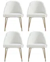 Manhattan Comfort Set Of 4 Gracie Modern Leatherette Dining Chairs With Steel  Legs