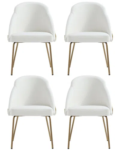 Manhattan Comfort Set Of 4 Gracie Modern Leatherette Dining Chairs With Steel  Legs