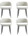 Manhattan Comfort Set Of 4 Luce Textured Leatherette Dining Chairs With Metal  Legs