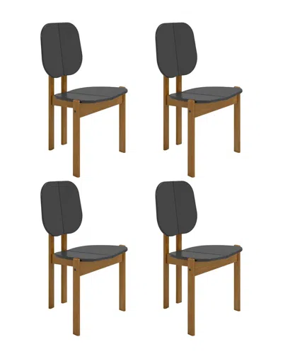 Manhattan Comfort Set Of 4 Mid-century Modern Gales Dining Chairs In Black