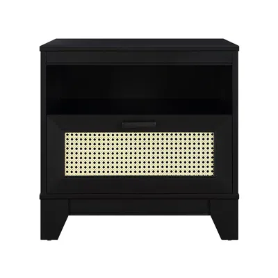 Manhattan Comfort Sheridan Modern Cane Nightstand In Black