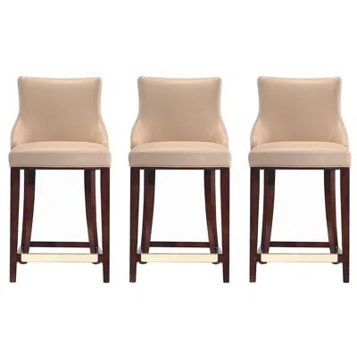 Manhattan Comfort Shubert Counter Stool In Tan - Set Of 3 In Neutral