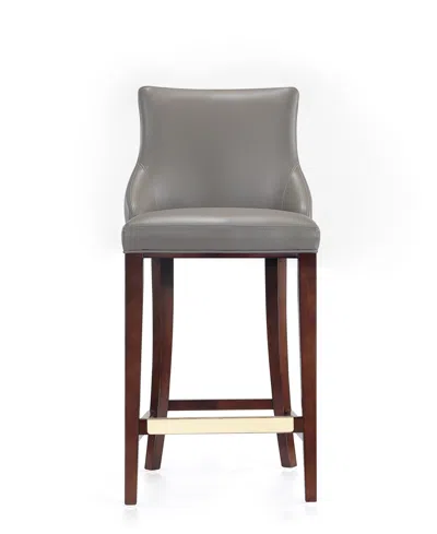 Manhattan Comfort Shubert Leatherette Upholstered Beech Wood Barstool In Dark Taupe