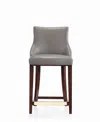 Manhattan Comfort Shubert Leatherette Upholstered Beech Wood Counter Stool In Dark Taupe