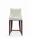 Manhattan Comfort Shubert Leatherette Upholstered Beech Wood Counter Stool In Ivory