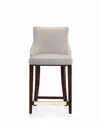 Manhattan Comfort Shubert Leatherette Upholstered Beech Wood Counter Stool In Light Gray
