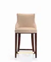 Manhattan Comfort Shubert Leatherette Upholstered Beech Wood Counter Stool In Tan