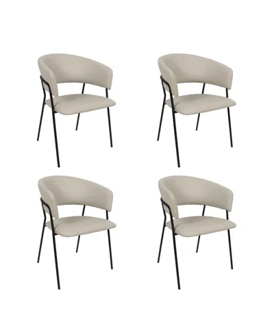 Manhattan Comfort Slate Faux Leather Upholstered Dining Armchairs, Set Of 4 In White