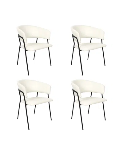Manhattan Comfort Slate Faux Leather Upholstered Dining Armchairs, Set Of 4 In White