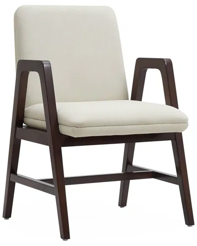 Manhattan Comfort Stella Velvet Dining Armchair With Beech Wood Legs In Neutral