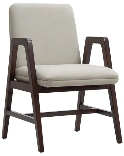 Manhattan Comfort Stella Velvet Dining Armchair With Beech Wood Legs In Brown