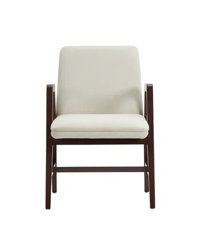 Manhattan Comfort Stella Velvet Upholstered 23" Beech Wood Dining Armchair In White