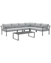 Manhattan Comfort Sunnyside Modern Corner Patio Conversation Set With Table In Gray