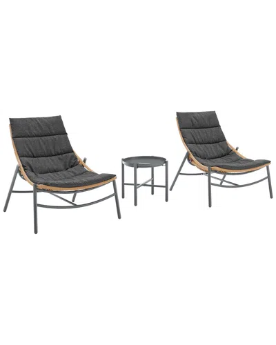 Manhattan Comfort Sunset Modern 3pc Patio Conversation Set In Grey