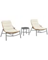 Manhattan Comfort Sunset Modern 3pc Patio Conversation Set In White