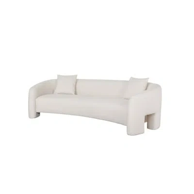 Manhattan Comfort Sylvia 104" Modern Glam Tweed Upholstered Pine Wood Sofa With Accent Pillows In Angora Tweed
