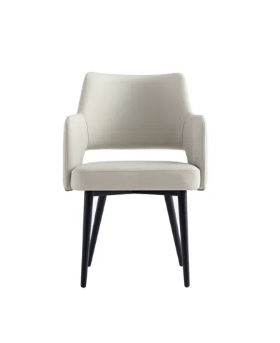 Manhattan Comfort Tremont Leatherette Upholstered Dining Armchair In White