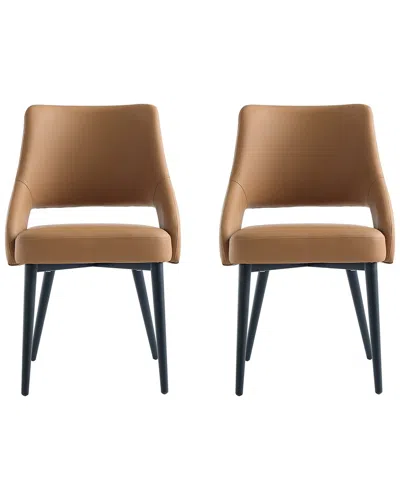 Manhattan Comfort Tremont Modern Leatherette Dining Chair With Metal Legs In Brown