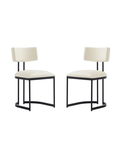 Manhattan Comfort Uno 33.1" Faux Leather Upholstered Dining Side Chair In White