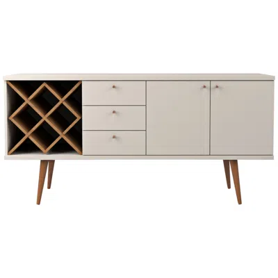 Manhattan Comfort Utopia 63 1/2" Wide Off-white And Maple Cream 3-drawer Sideboard